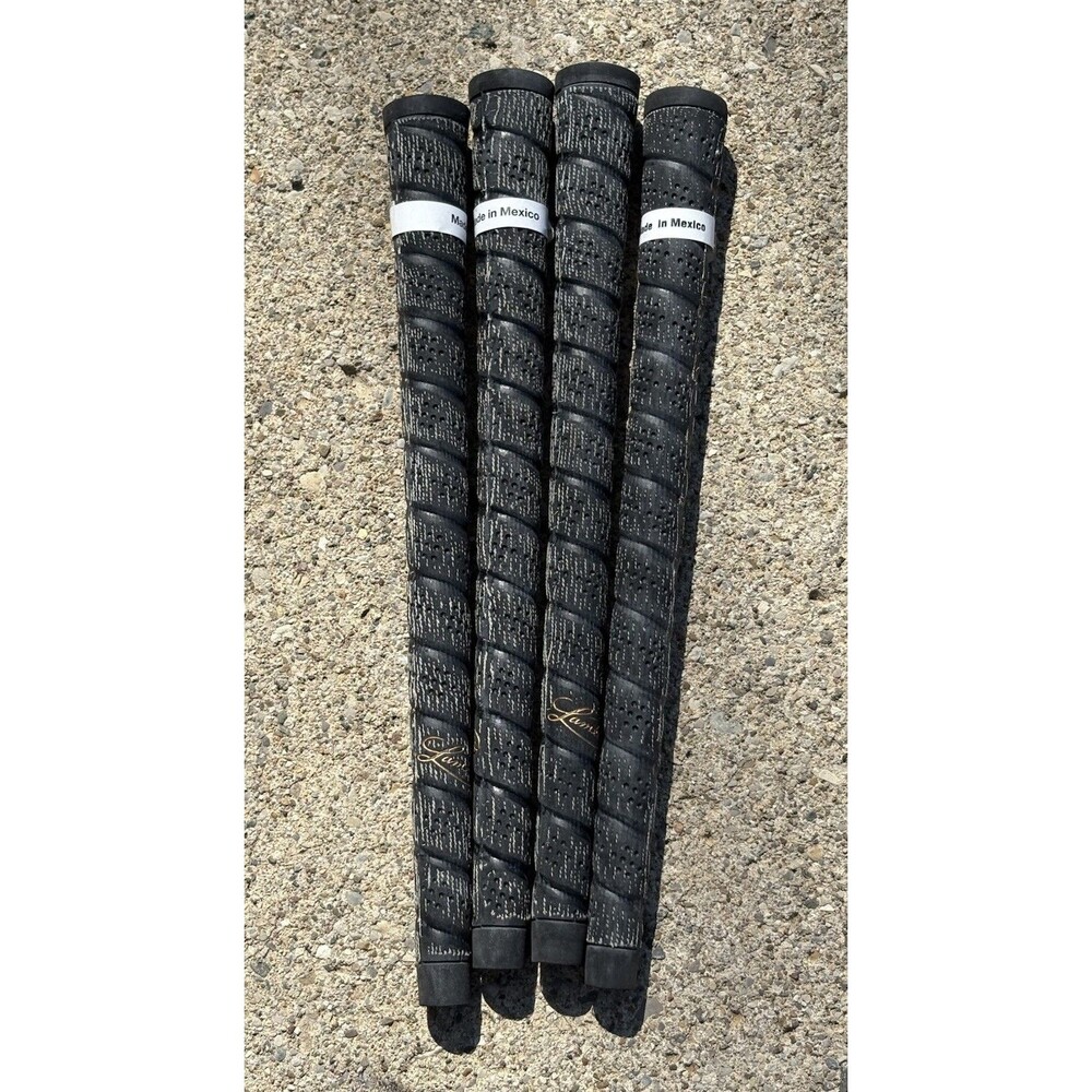 Lamkin Perma Wrap Golf Grips Set Of 4  Corded Black Grey Gold New Old Stock